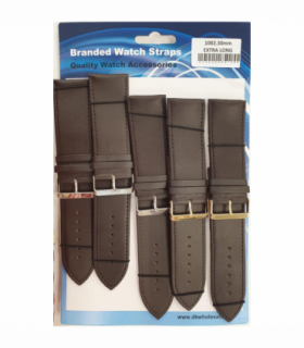 Brown Leather Extra Long Watch Straps Pk5 size 28mm 1002BR