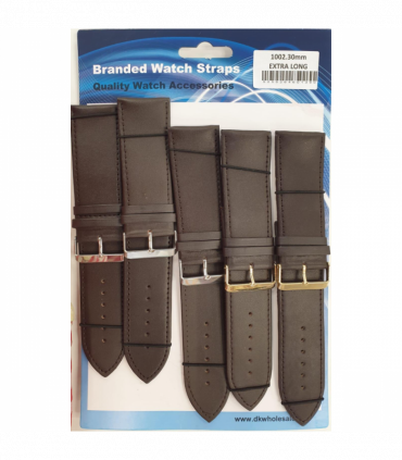 Brown Leather Extra Long Watch Straps Pk5 size 28mm 1002BR