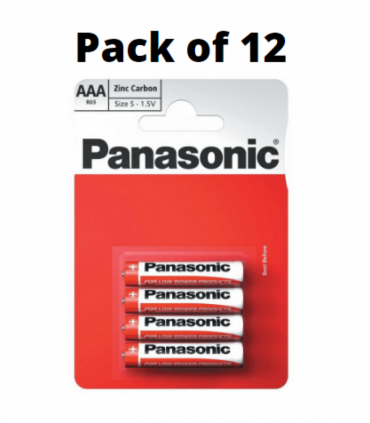 Panasonic AAA Zinc Batteries 4 Per Card- Box of 12