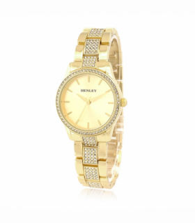 Henley Ladies Fashion Bling Gold Dial & Gold Bracelet Watch H07343