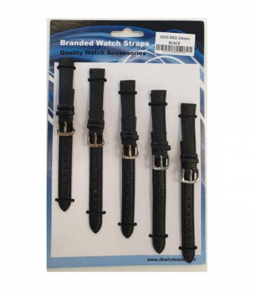 Black Leather Watch Straps Pk5 size 14mm 1015BK