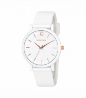 Henley Ladies Coloured Case Silicone Sports Watch White H06178.4
