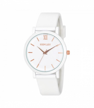 Henley Ladies Coloured Case Silicone Sports Watch White H06178.4
