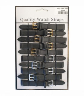 Leather Black Extra Long Watch Straps Pk10 size 16mm 1055.05