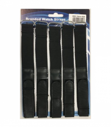 4001GVB 24MM PK5 VELCRO WATCH STRAPS BLACK