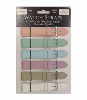 PASSR Sun Mixed Pastille Colour Calf Leather Watch Straps Regular card of 6 - Silver Buckle