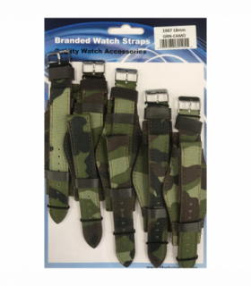 Leather Camo Green Military Watch Straps Pk5 18mm 1007GRN