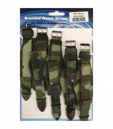 Leather Camo Green Military Watch Straps Pk5 18mm 1007GRN