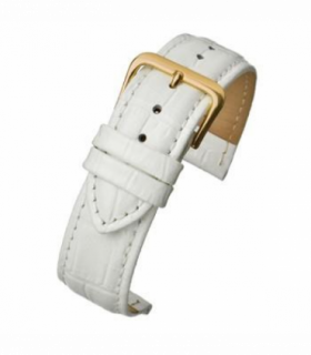 White Padded Crocodile Grain Leather Watch Strap 24mm