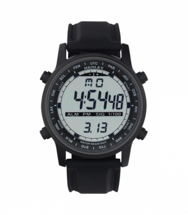 Henley Mens Digital Black Dial Rubber Strap Watch Black HDG038.3