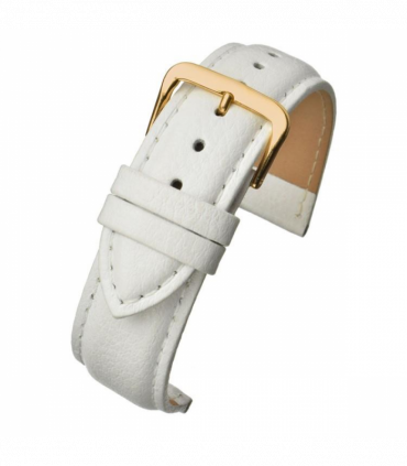 White Padded Buffalo Grain Leather Watch Strap 26mm