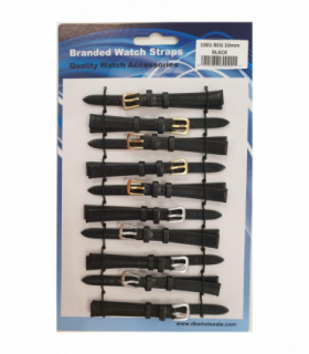 Black Leather Watch Straps Pk10 size 10mm 1001BK
