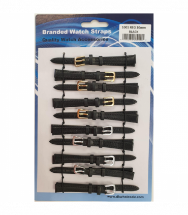 Black Leather Watch Straps Pk10 size 10mm 1001BK