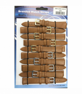 Leather Brown Tan Extra Long Watch Straps Pk10 16mm 1003