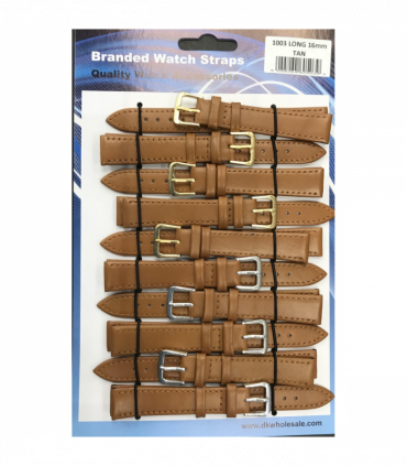 Leather Brown Tan Extra Long Watch Straps Pk10 16mm 1003