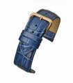 Blue Padded Crocodile Grain Leather Watch Strap 14mm