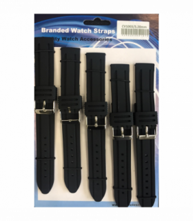 Heavy Duty rubber watch strap black (Pack of 5) CV1003-24