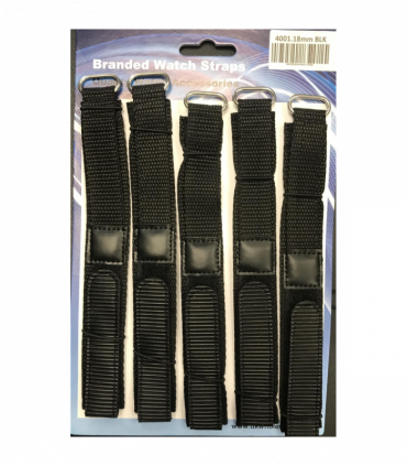 4001GVB 18MM PK5 VELCRO WATCH STRAPS BLACK