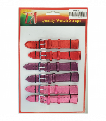 Watch Straps Metallic Colours Red/Pink/Purple 18mm - 6pk