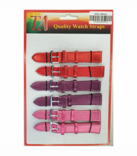 Watch Straps Metallic Colours Red/Pink/Purple 12mm - 6pk