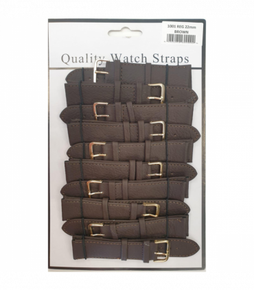 Brown Leather Watch Straps Pk10 size 22mm 1001BK
