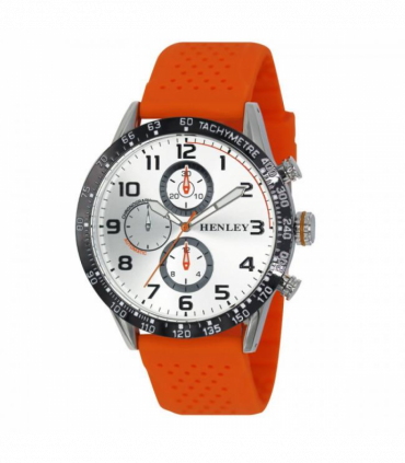 Henley Mens Large Polished Sports Silicone Watch Orange H02225.8