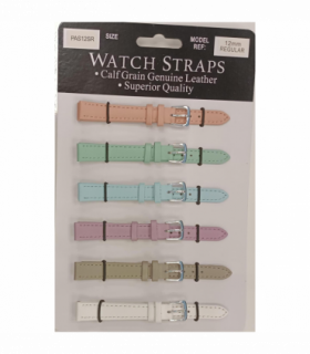 PASSR Sun Mixed Pastille Colour Calf Leather Watch Straps Regular card of 6 - Silver Buckle