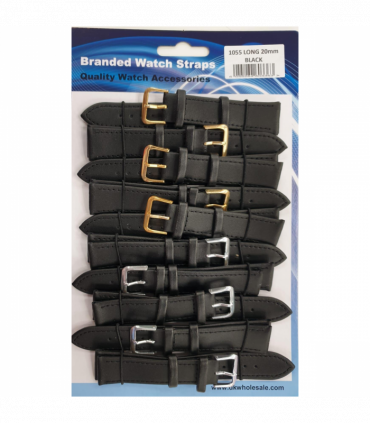 Leather Black Extra Long Watch Straps Pk10 size 20mm 1055.05
