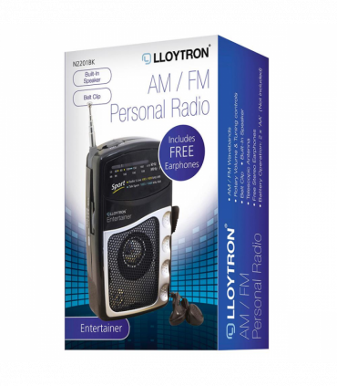 Lloytron 2 Band Personal Sports Radio with Earphones- N2201BK