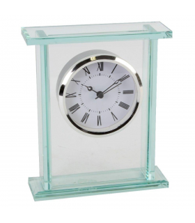 Wm.Widdop Glass Silver Bezel Mantel Clock