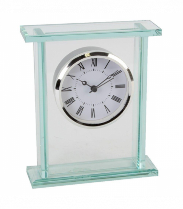 Wm.Widdop Glass Silver Bezel Mantel Clock
