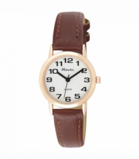 Ravel Ladies Basic White Dial Brown Leather Strap Watch R0105.42.2A
