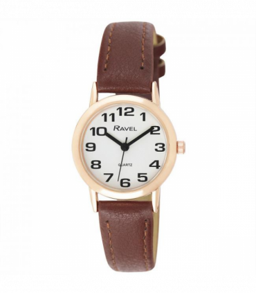 Ravel Ladies Basic White Dial Brown Leather Strap Watch R0105.42.2A