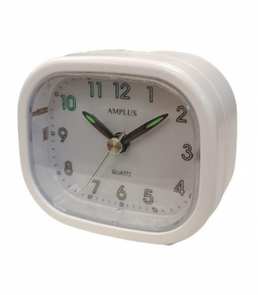 Amplus Travel White Dial Luminous Hands Alarm White Clock PT182W