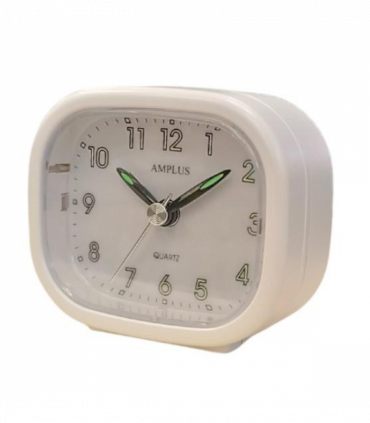Amplus Travel White Dial Luminous Hands Alarm White Clock PT182W
