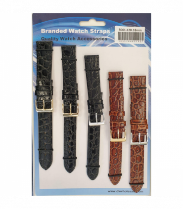 R001-12B 12MM 5PK LEATHER WATCH STRAPS