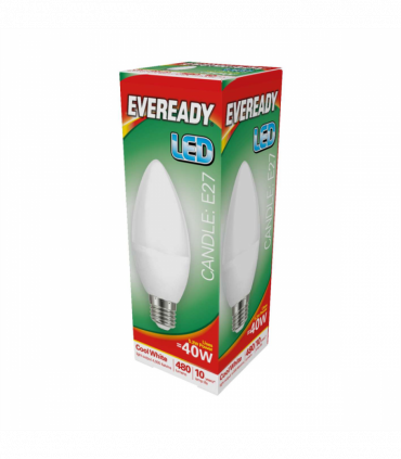 Eveready S14324 LED Candle Bulb 40w E27 (ES) 470lm 4.9W Cool White (Pack of 5)