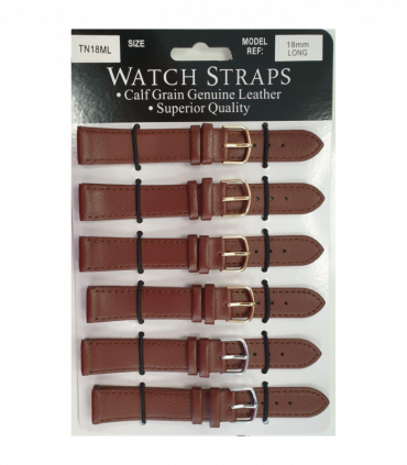 TNML Tan calf regular watch straps LONG card of 6