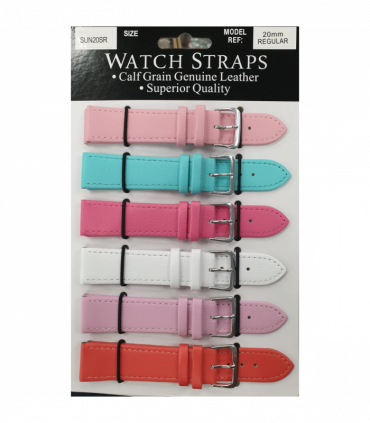SUNSR Sun Mixed Colour Calf Leather Watch Straps Regular card of 6 - Silver Buckle