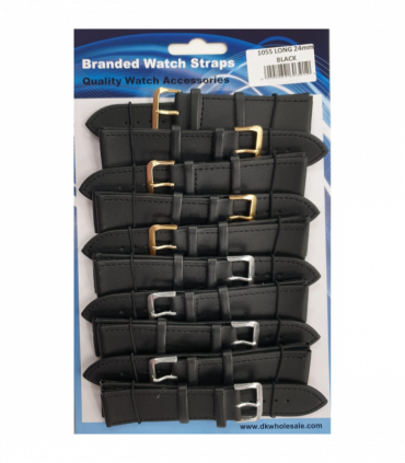 Leather Black Extra Long Watch Straps Pk 10 size 24mm 1055.05