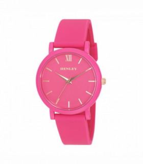 Henley Ladies Coloured Case Silicone Sports Watch Hot Pink  H06178.5