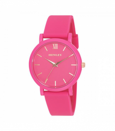 Henley Ladies Coloured Case Silicone Sports Watch Hot Pink  H06178.5