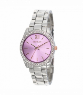 Henley Ladies Diamante Bracelet Watch  Silver/Lilac H07327.7