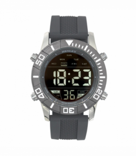 Henley Mens Digital Black Dial Rubber Strap Watch Grey HDG037.13
