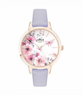 Limit Ladies Fashion Secret garden Pink & White Floral Dial Purple leather strap watch 60022