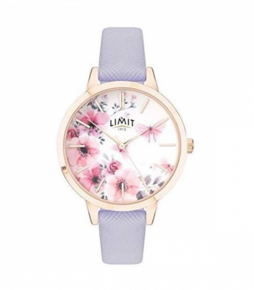 Limit Ladies Fashion Secret garden Pink & White Floral Dial Purple leather strap watch 60022