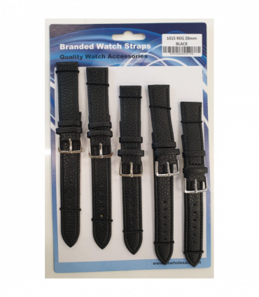 Black Leather Watch Straps Pk5 size 20mm 1015BK