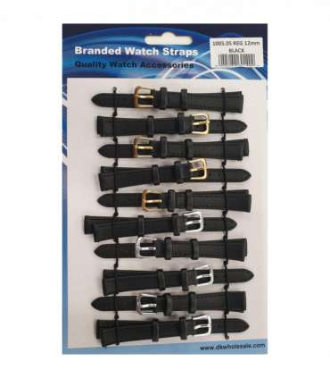 Leather Black Watch Straps Pk10 size 12mm 1005.05