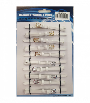 Leather White Watch Straps Pk10 size 6mm 1005.02