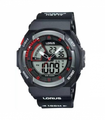 Lorus Mens Sports Chronograph Analog/Digital Black Rubber Strap Watch R2321MX9 BRAND NEW BUT NEEDS BATTERY